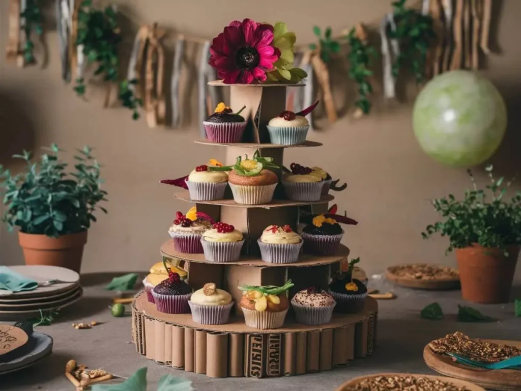 Eco-Friendly cup cake Tower Birthday Cake