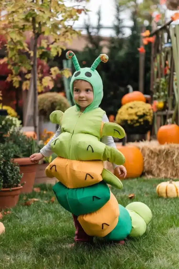 Sustainable Caterpillar costume for Halloween kids