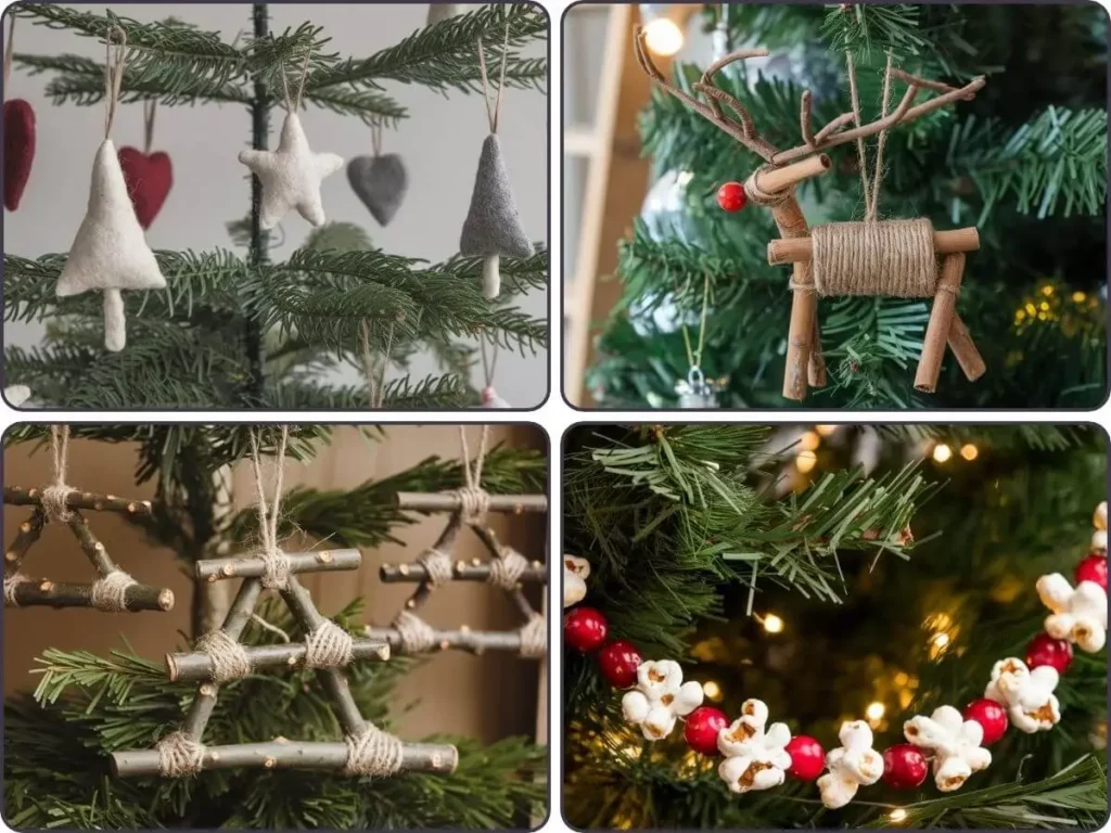 Biodegradable Christmas Ornaments Cork Reindeer,Popcorn and Cranberry Garlands