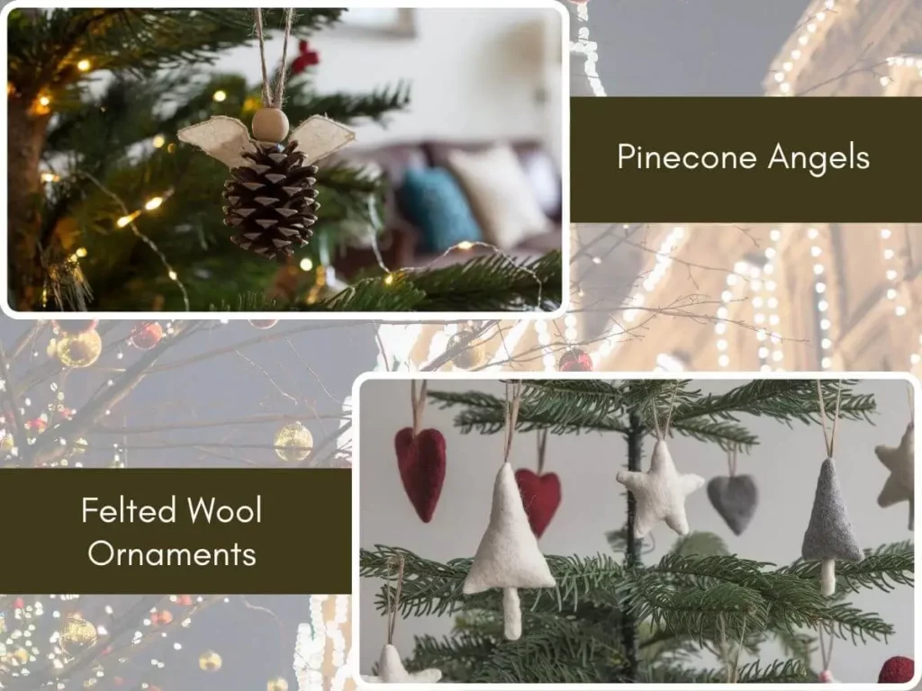 Biodegradable Christmas Ornaments,Pinecone Angels,Felted Wool Ornaments