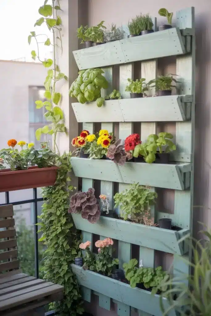 Pallet balcony vertical garden