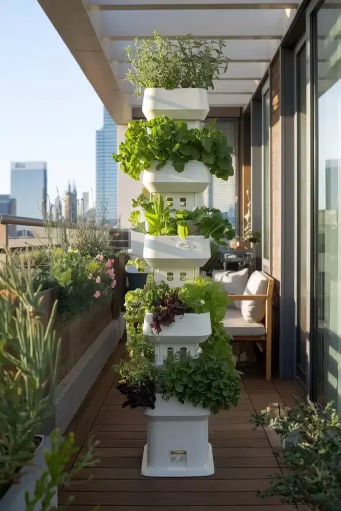 Tower Garden balcony vertical garden