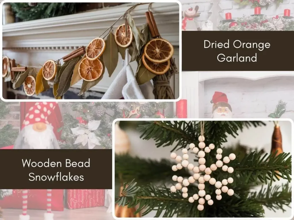 eco friendly Christmas Ornaments Dried Orange Garland,Wooden Bead Snowflakes